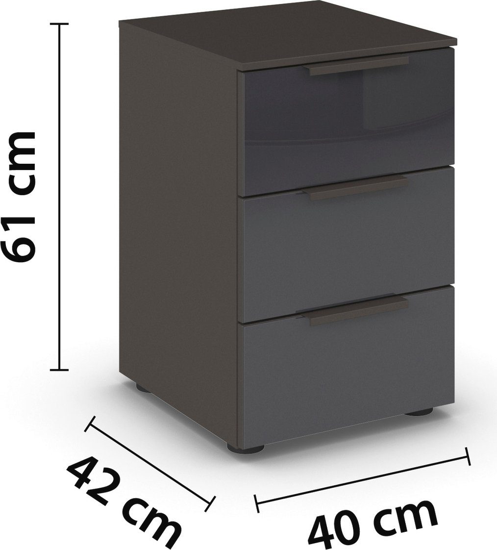 rauch Nachtkommode Flipp, mit 3 Schubladen und Soft-Close-Funktion sowie Glasfront