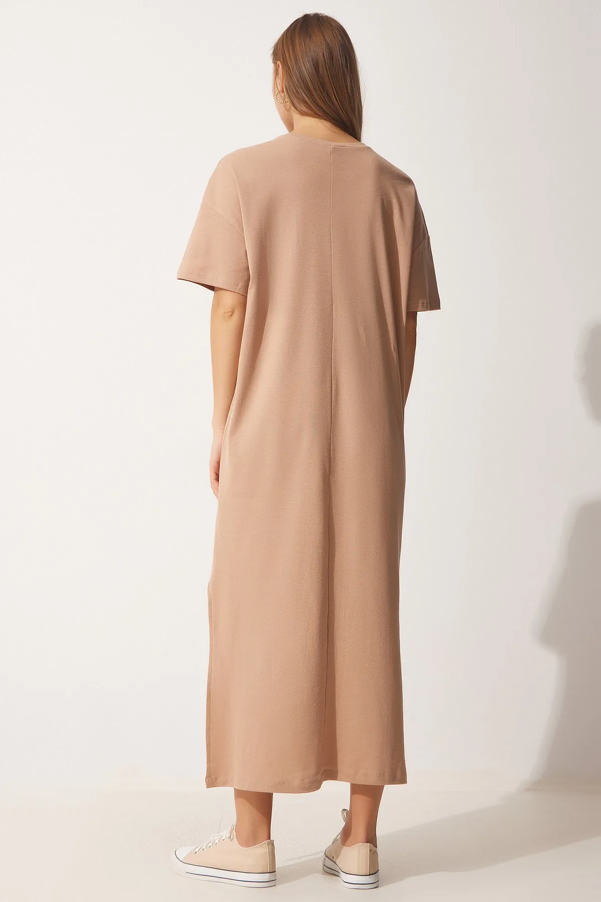 Happiness İstanbul  Damenkleid aus Biscuit Cotton Summer Daily aus gekämmter Baumwolle UB00080