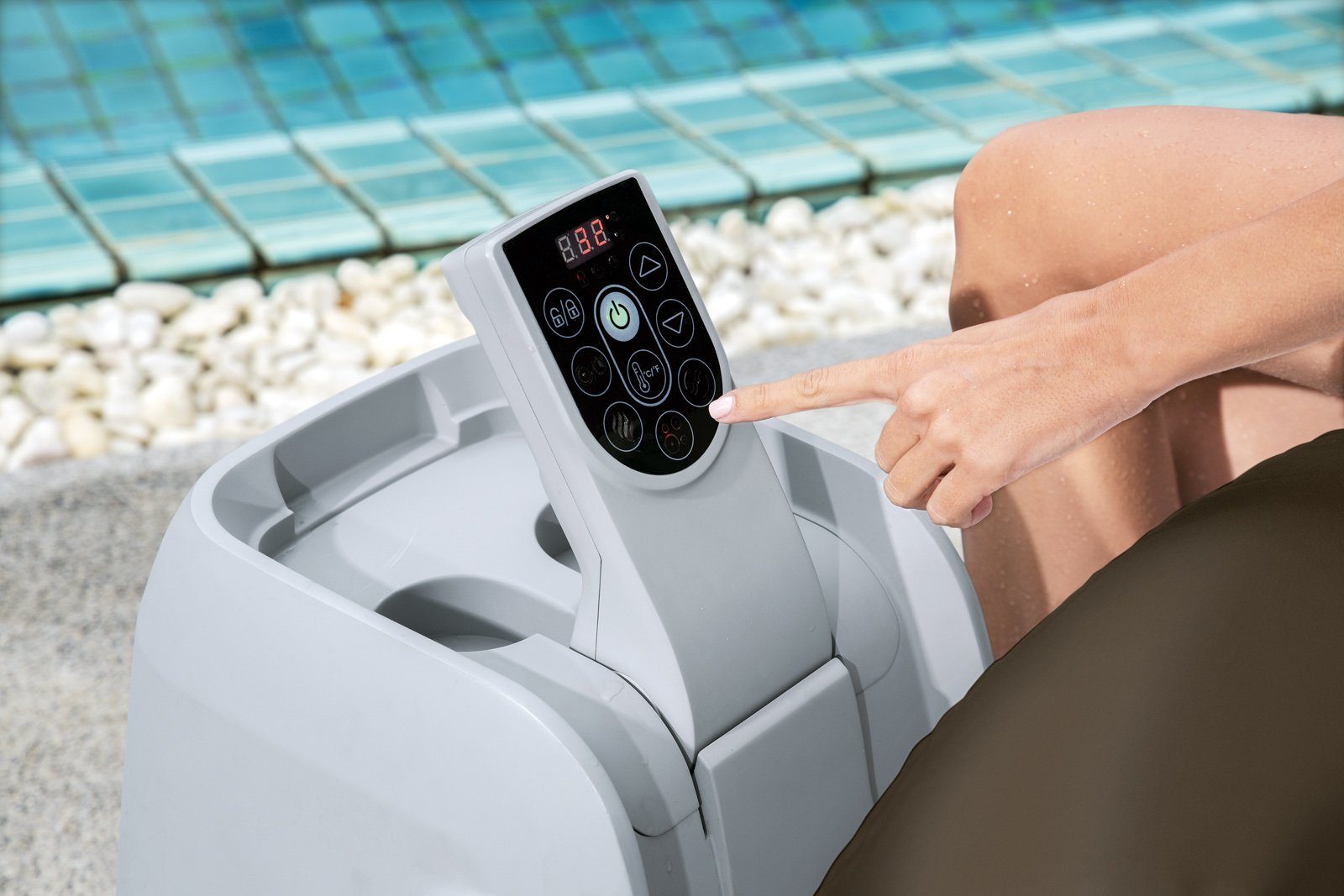 BESTWAY Whirlpool LayZSpa, Whirpool Ø196cm Lay-Z-Spa Aufblasbar Pool Massage-System 24 Std. Service von Bestway Filterpumpe Indoor & Outdoor TÜV/GS geprüft