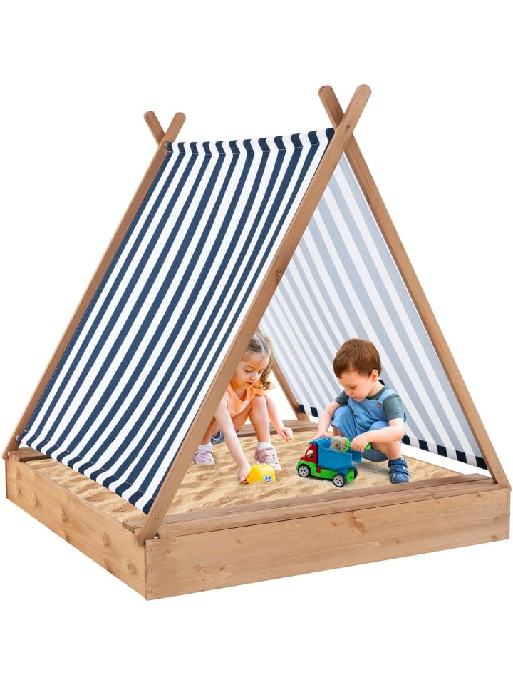 COSTWAY Sandkasten mit Dach 124x123x134cm in Beige günstig kaufen onesize