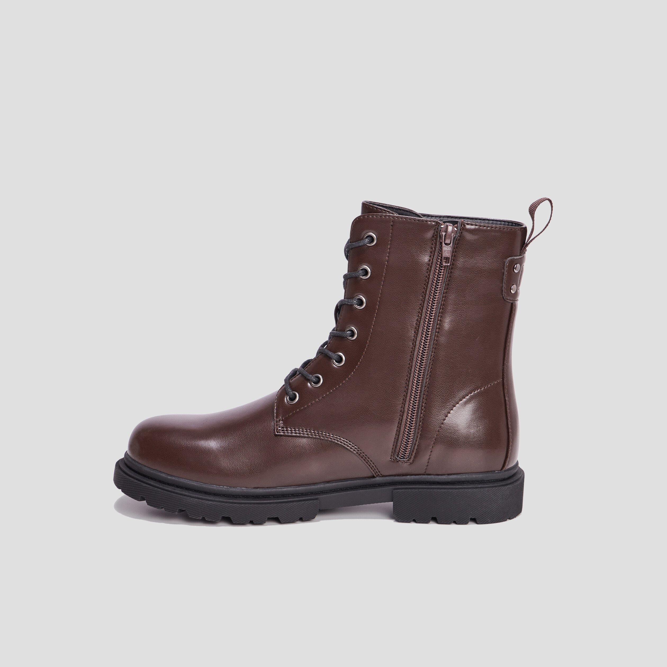 Bottines zippées à lacets bordeaux femme | La Halle