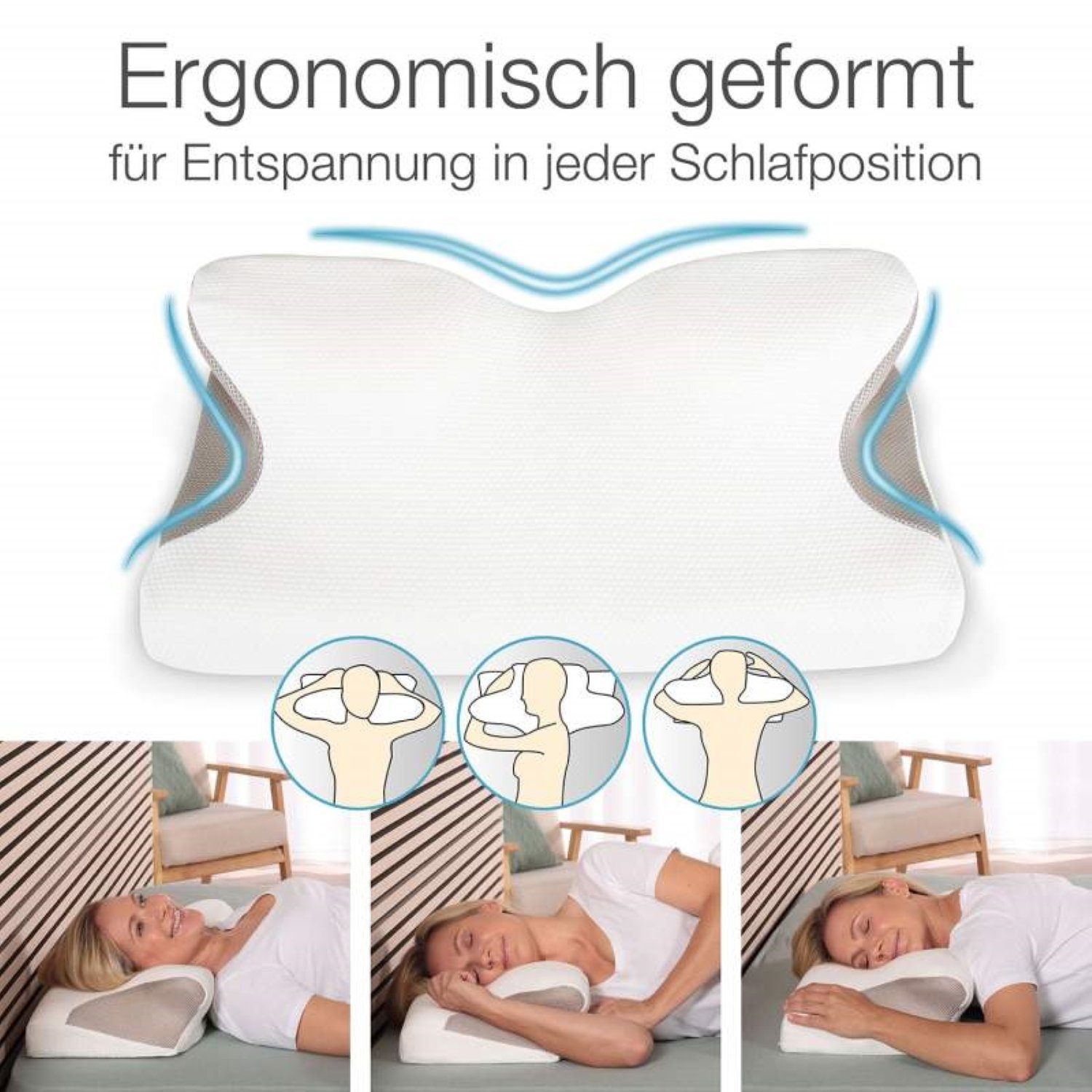 Nackenstützkissen Visco, Bestschlaf, Füllung: Polyurethan, Rückenschläfer, Seitenschläfer, Bauchschläfer