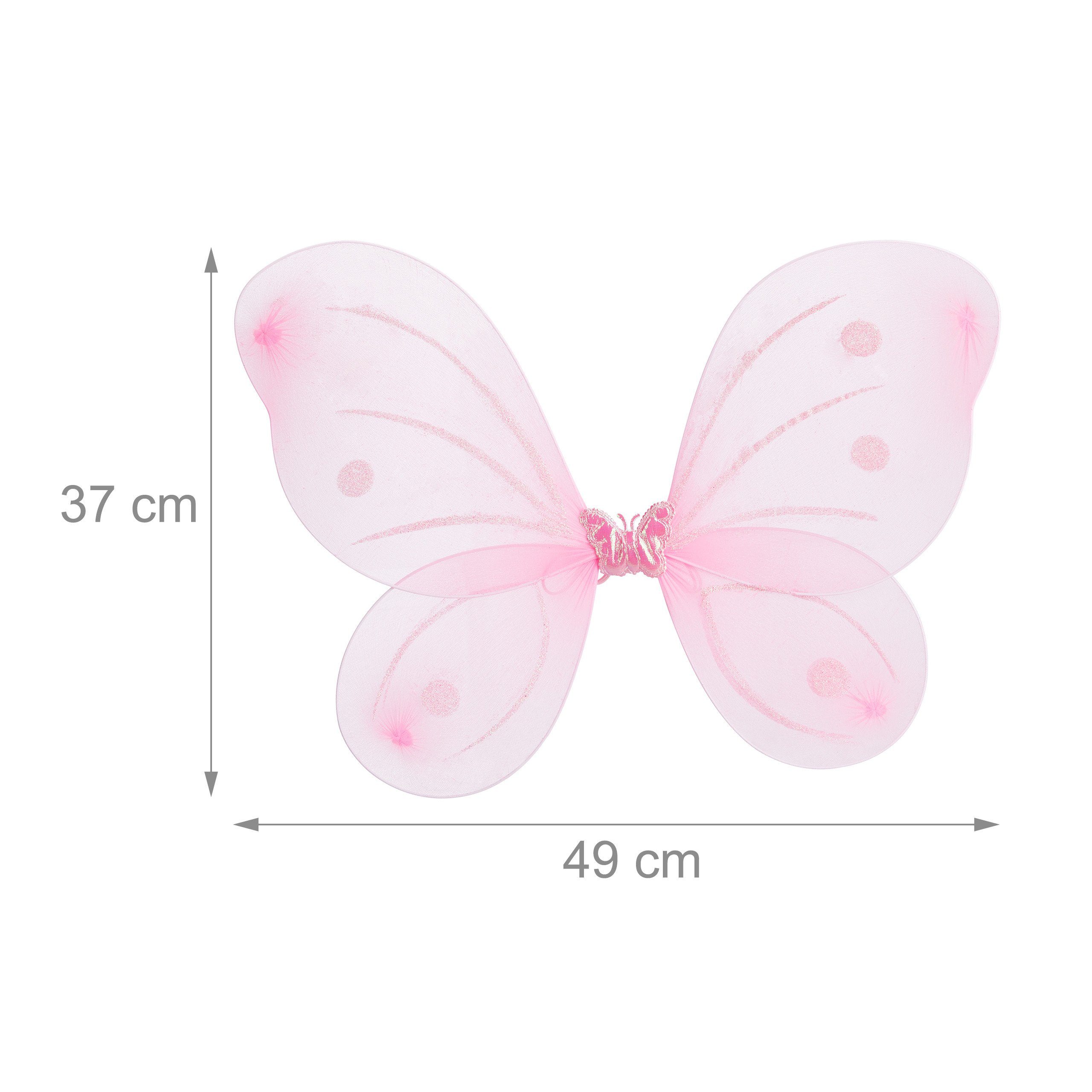 relaxdays Feen-Kostüm Feenflügel mit Zauberstab, Pink