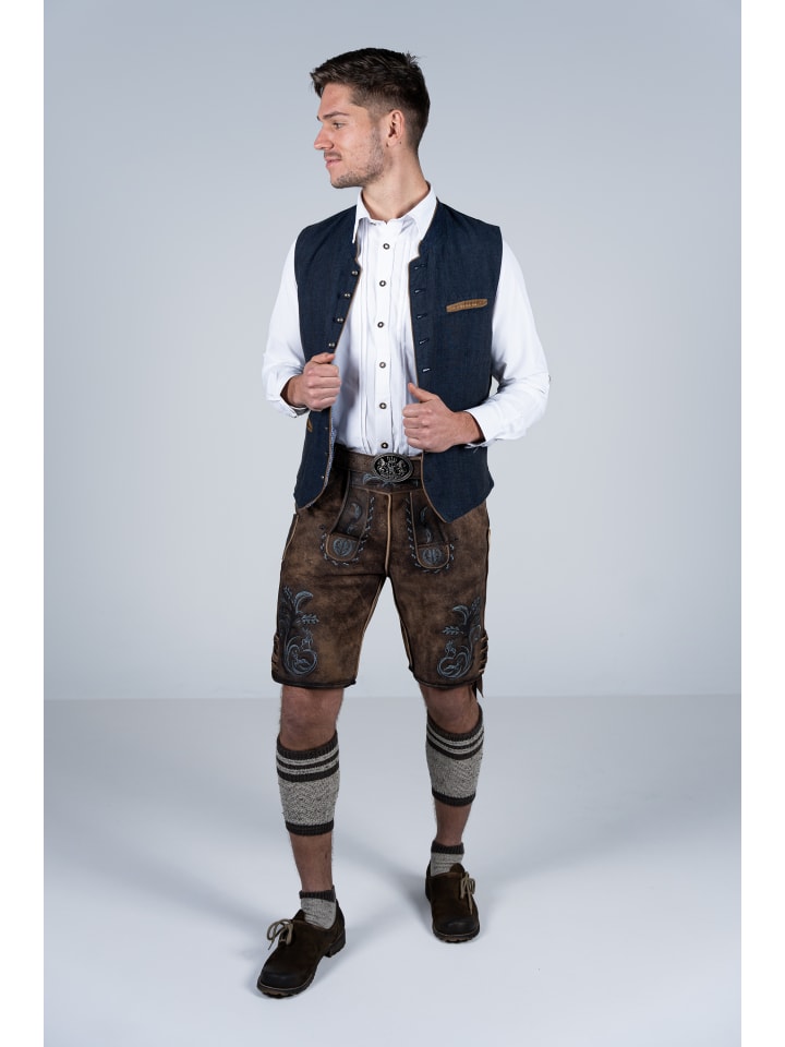 Edelnice Kurze Wildbock Lederhose Florian in dunkelbraun günstig kaufen