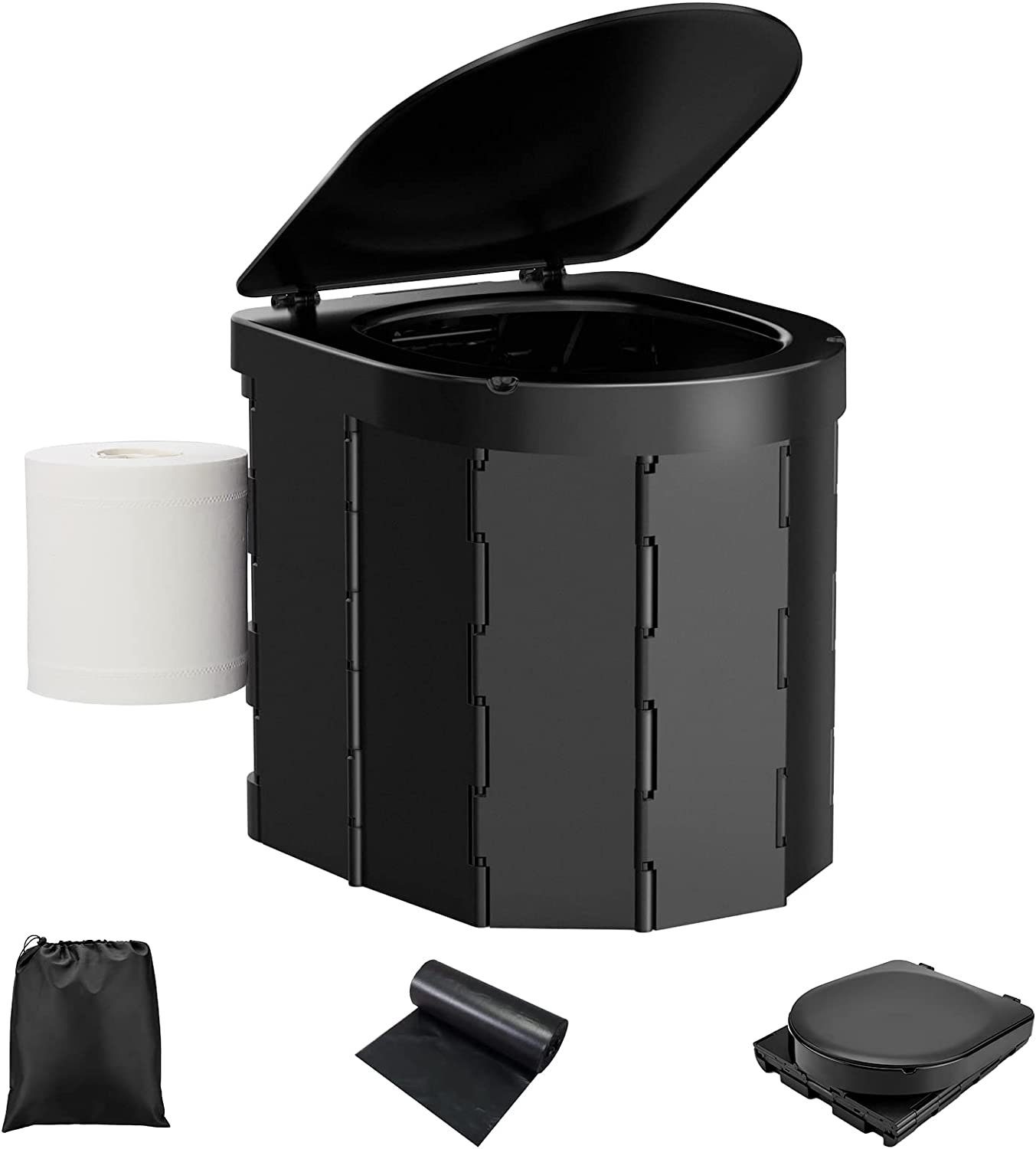 XDeer Campingtoilette Campingtoilette, Tragbare Toilette,Outdoor Camping Toiletten mit Urinal mit Deckel für Frauen, Mobile Faltbare Campingklo für Camping, Unterwegs, Wandern, Ausflüge, Stau, (set), Ausgestattet mit einem Toilettenpapierhalter zum A