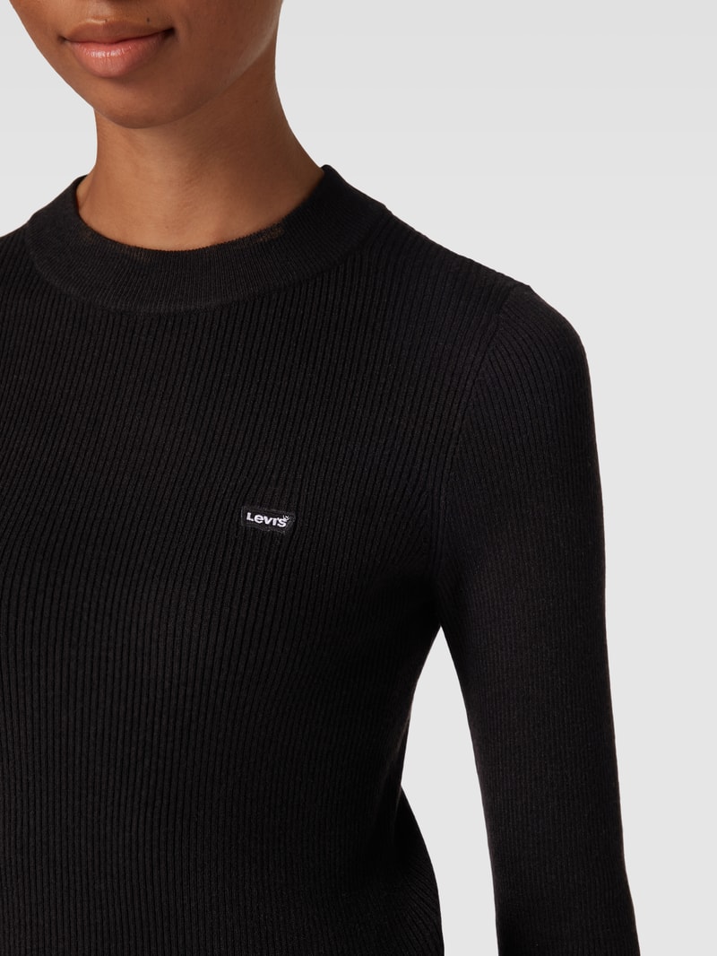 Longsleeve mit Label-Patch Modell 'CAVIAR' in schwarz
