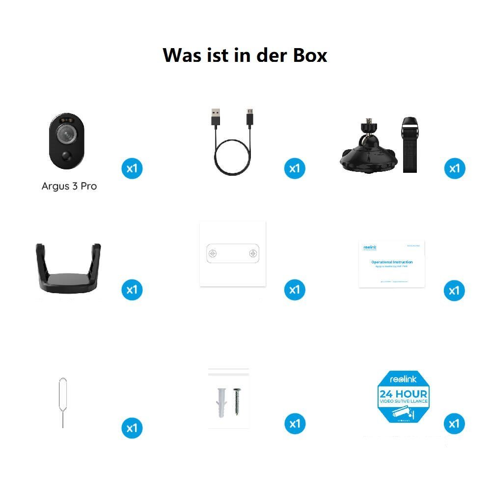Reolink Argus 3 Pro Überwachungskamera (Außenbereich, Innenbereich, 4MP, Farbige Nachtsicht, Personen- & Autoerkennung, Zwei-Wege-Audio, WI-FI 2,4 GHz/5 GHz)
