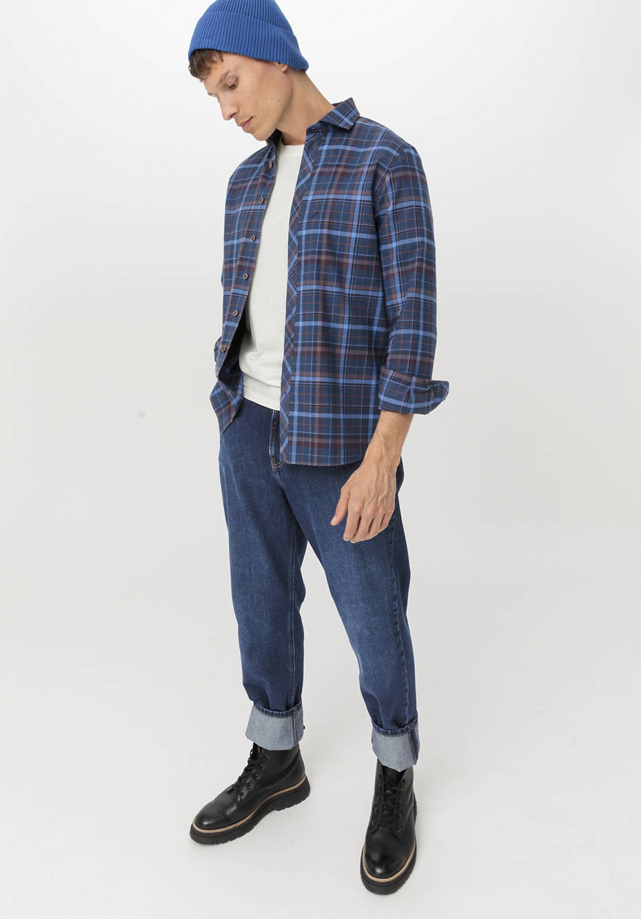 Flanell-Karohemd Relaxed Fit aus reiner Bio-Baumwolle