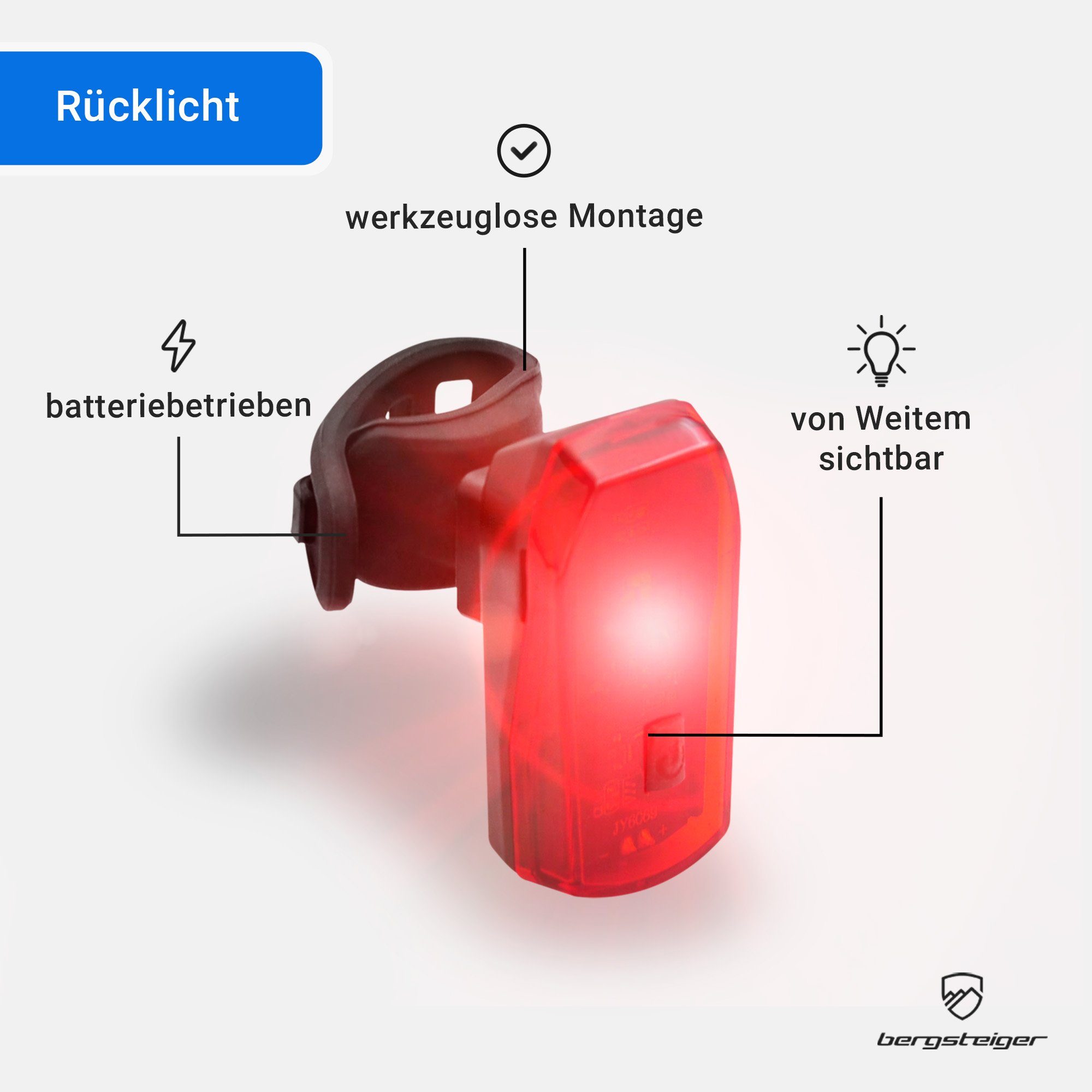 bergsteiger Fahrradbeleuchtung Licht LED Set, Lampenset, Fahrradbeleuchtung, Original Fahrrad-Zubehör