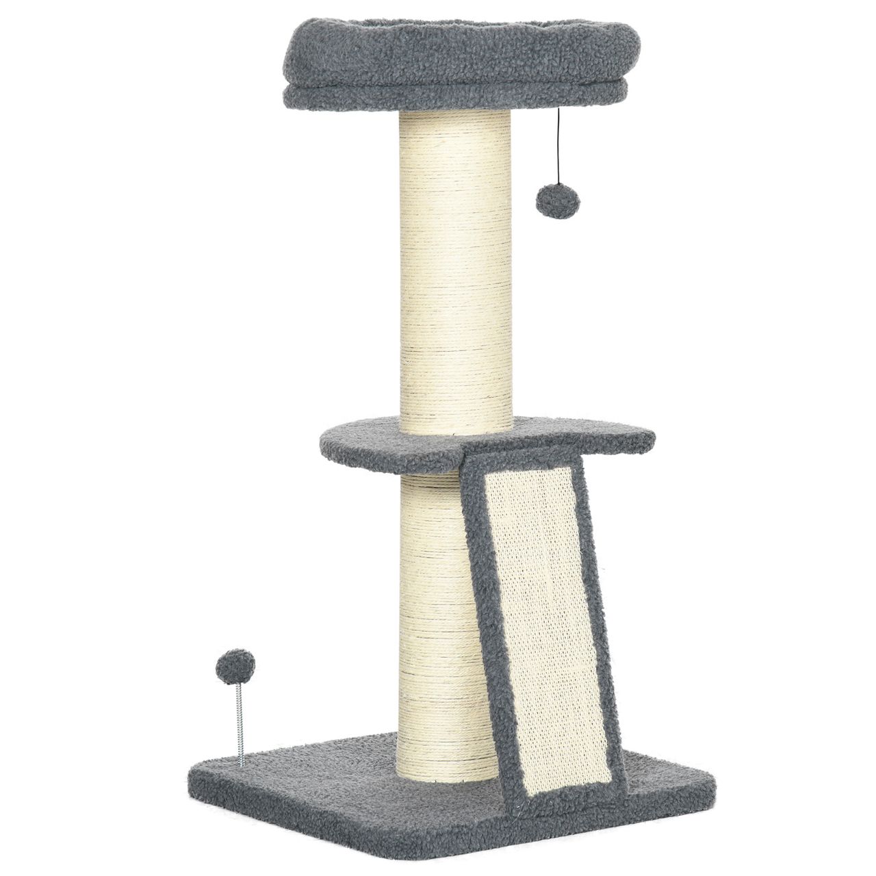 PawHut Kratzbaum 92H cm Kletterbaum mit Kratzbrett Katzenbaum Dunkelgrau