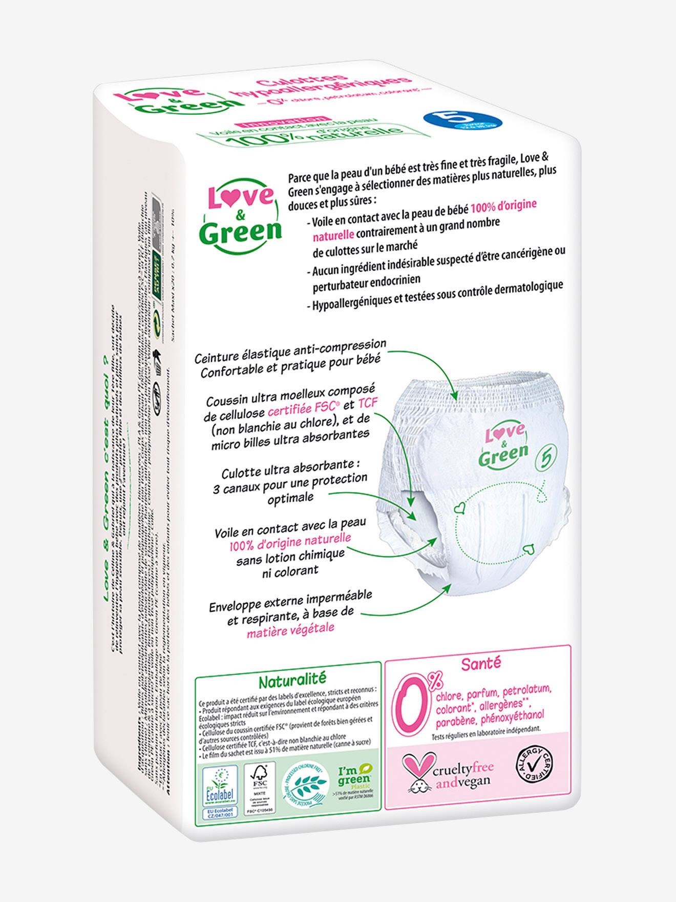 Culottes hypoallergéniques T5 x 18 LOVE & GREEN blanc