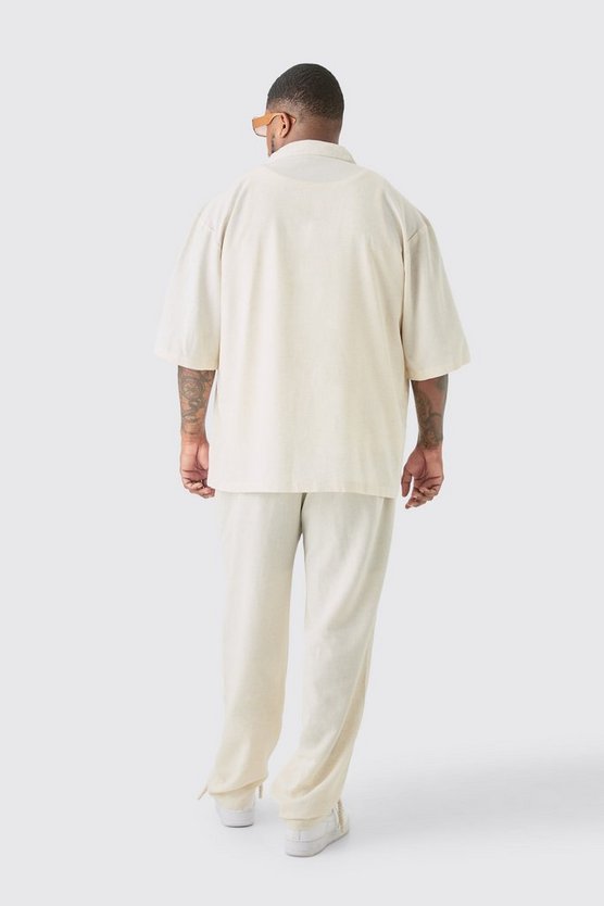 Plus lockere Leinen-Hose mit elastischem Bund
