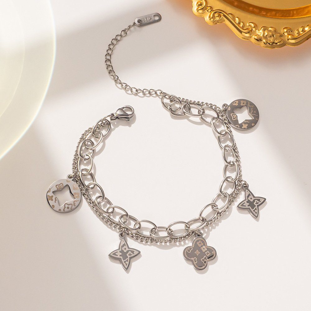 ENGELSINN Silberarmband ENGELSINN Armreif Armband Armreif Kettenarmband Silber mit Anhängern (1-tlg), aus Edelstahl hohe Verarbeitungsqualität