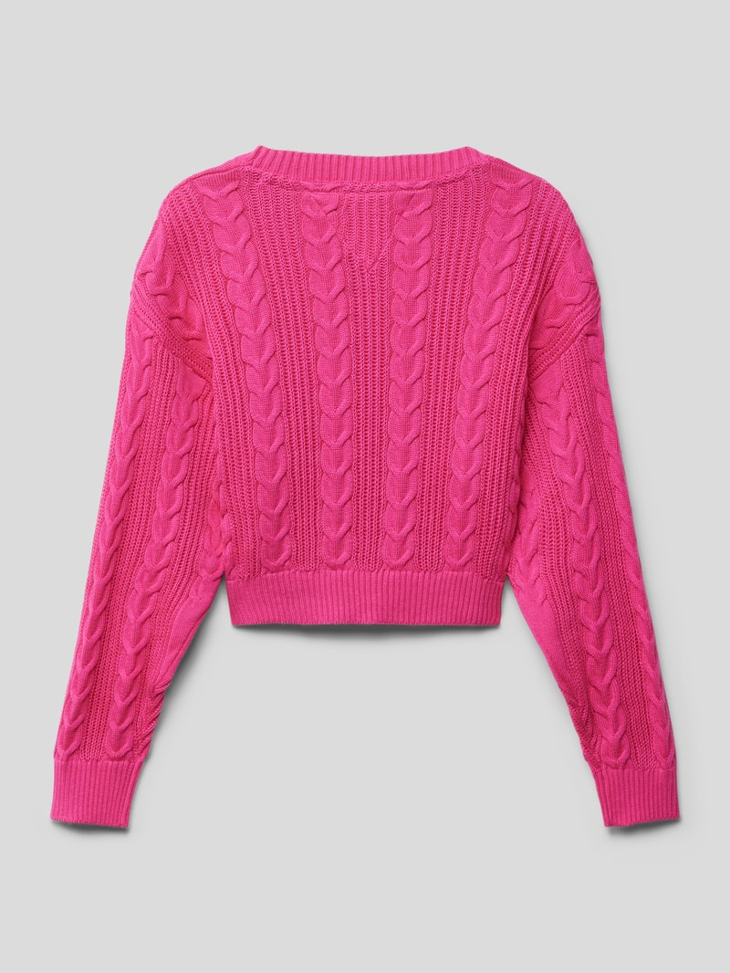 Strickpullover mit Zopfmuster in pink