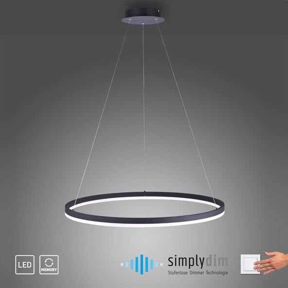 LED-Pendelleuchte Titus, Ø 80 cm, anthrazit