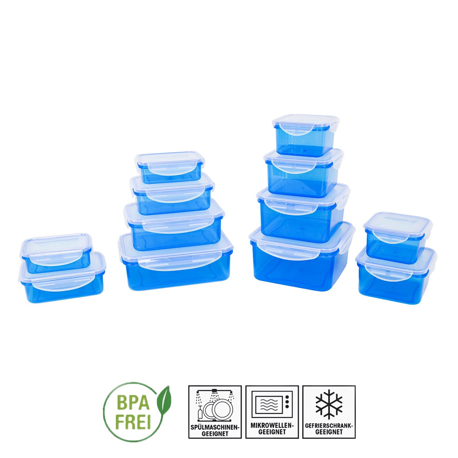 Plentyfy Frischhaltedose Frischesystem 24, Kunststoff, (Set, 24-tlg., 2x 240ml, 2x 400ml, 2x 500ml, 2x 700ml, 1000ml, 1200ml, 1500ml, 2000ml), Frischhaltedose mit Deckel - Vorratsdosen Set