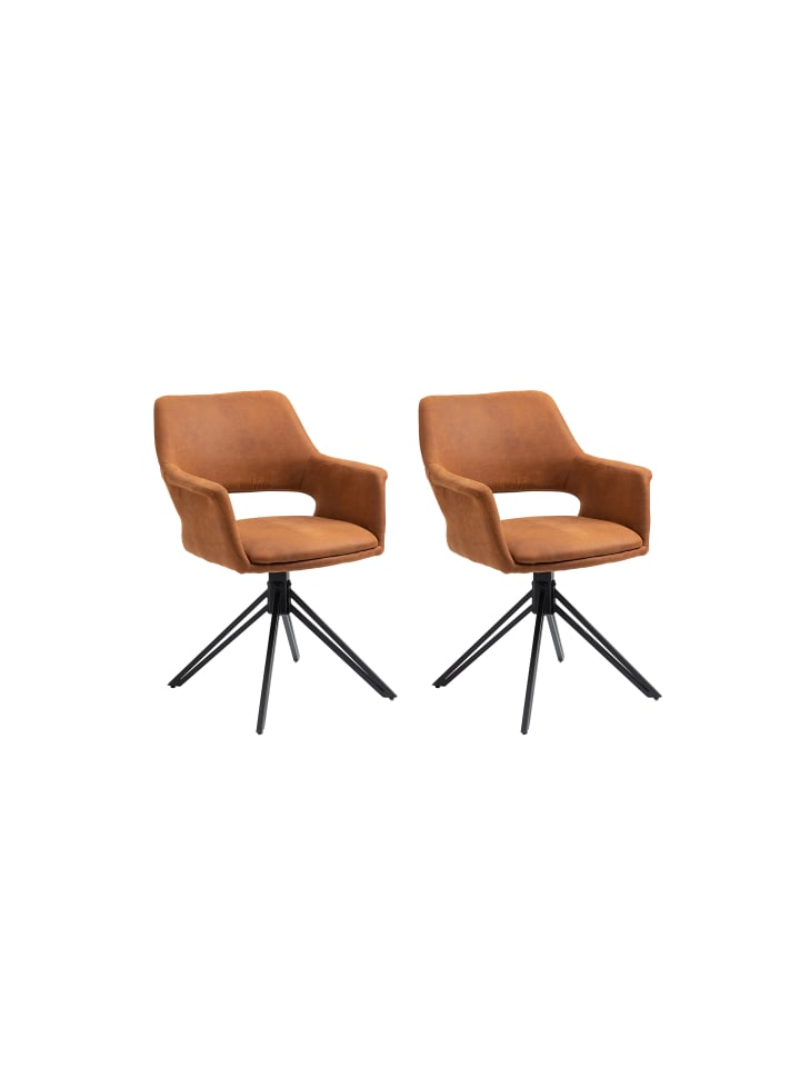 byLiving 2er-Set: Esszimmerstuhl Estelle in Braun - 57 (B) x 61 (L) x 84 (H) cm günstig kaufen onesize