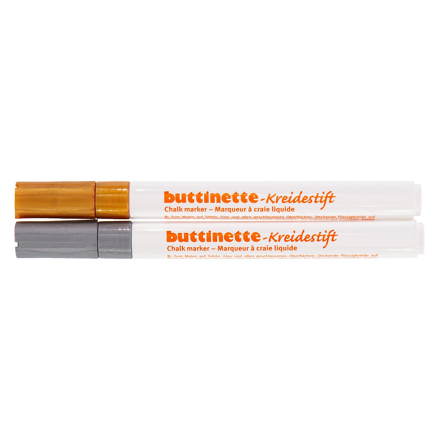buttinette Kreidestift, Stärke 1–2 mm, gold/silber, 2 Stifte