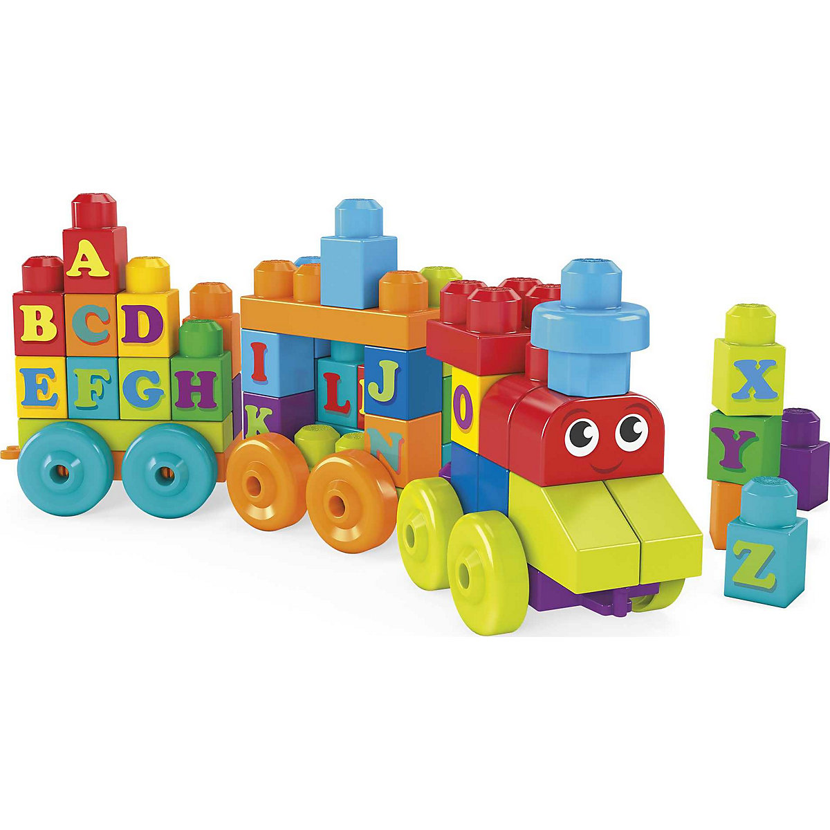 Mega Bloks ABC Lernzug (60 Teile), Steck-Bausteine, Bauklötze, Lernspielzeug