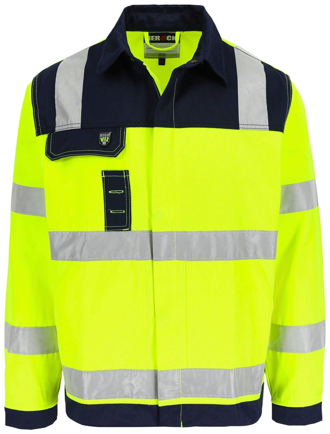 Herock Arbeitsjacke Hydros Hochsichtbar Jacke Hochwertig, 5 Taschen, eintellbare Bündchen, 5cm reflektierende Bänder