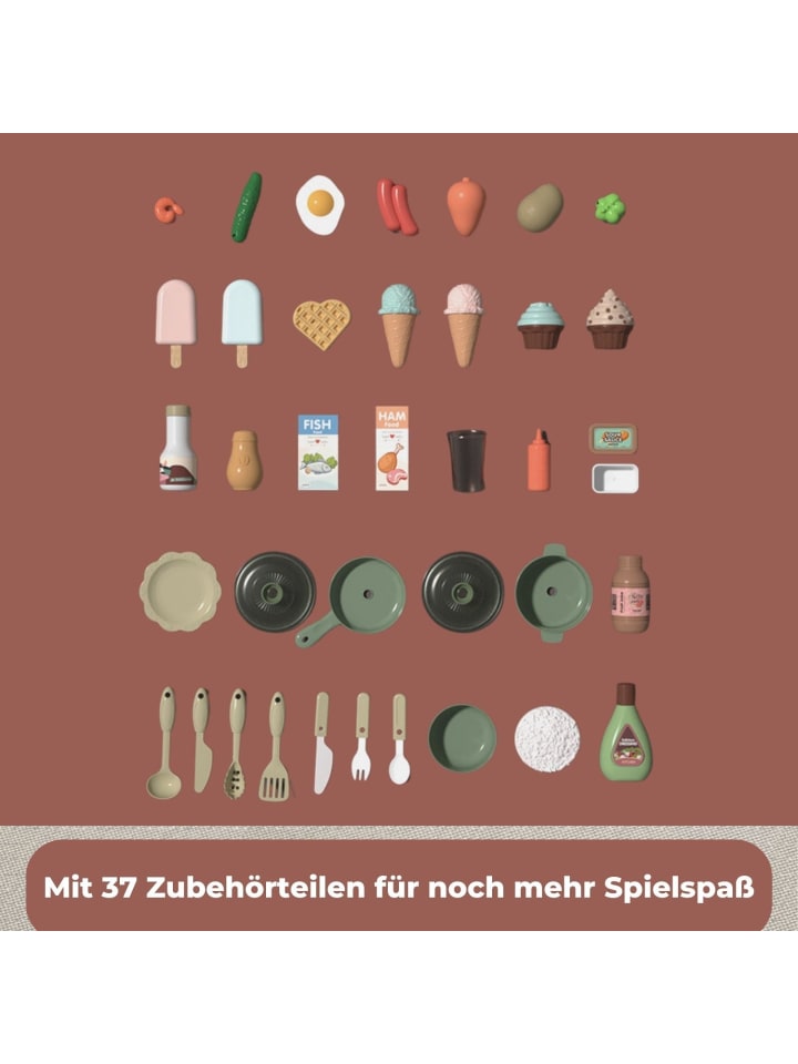Coemo Kinderküche Jasmin Spielküche mit viel Zubehör - ab 3 Jahren in Braun günstig kaufen onesize