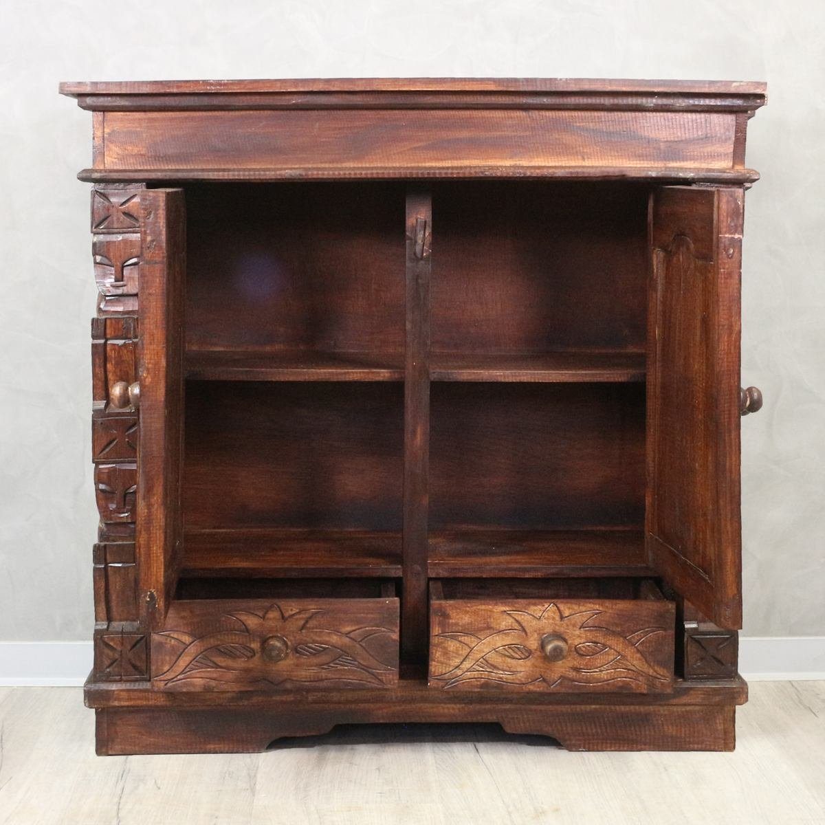 Oriental Galerie Mehrzweckschrank Schrank 80 x 80 cm Braun Tribal Handarbeit
