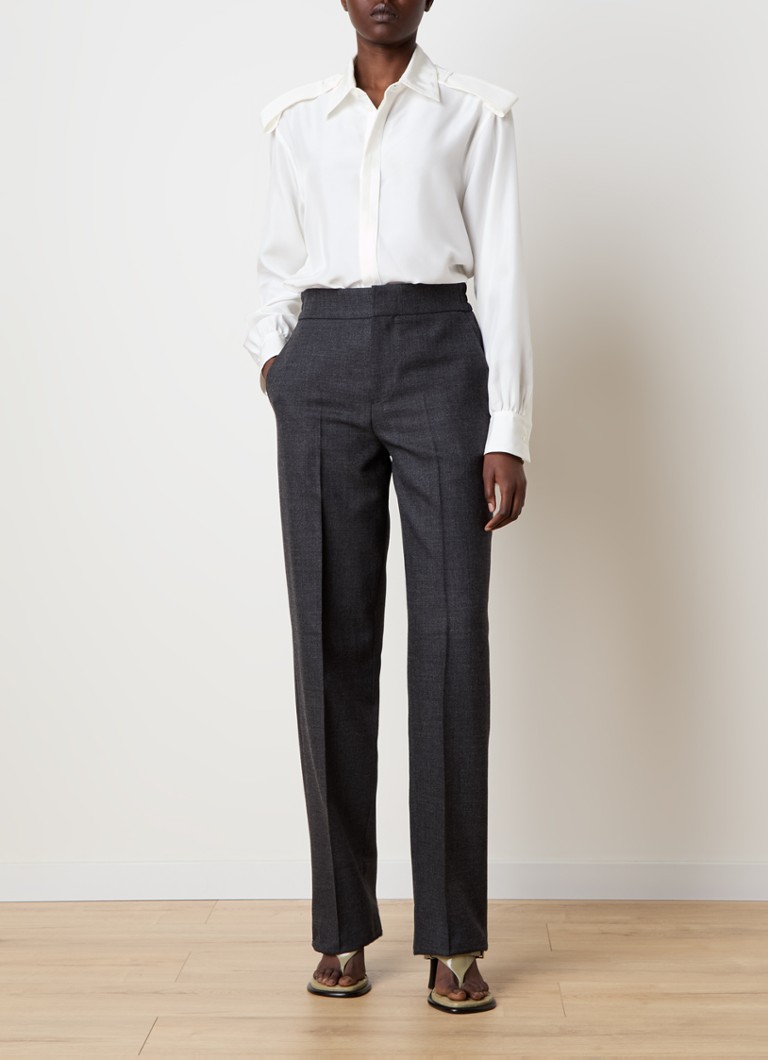 Pantaloni Burberry din lână, cu croială dreaptă, talie înaltă și buzunare laterale.