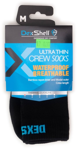 DexShell ~ wasserdichte Socke ~ Ultra Thin Crew ~ Black