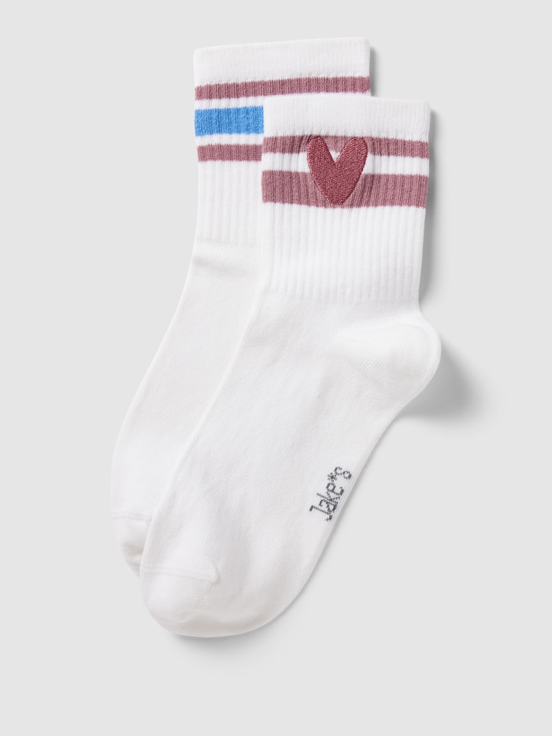 Socken mit Motiv-Stitching im 2er-Pack in weiß