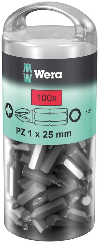 Wera 05072444001 Σετ μύτες 855/1 Z DIY Pozidriv PZ 1 x 25 mm 100 τεμάχια σε συσκευασία χύμα
