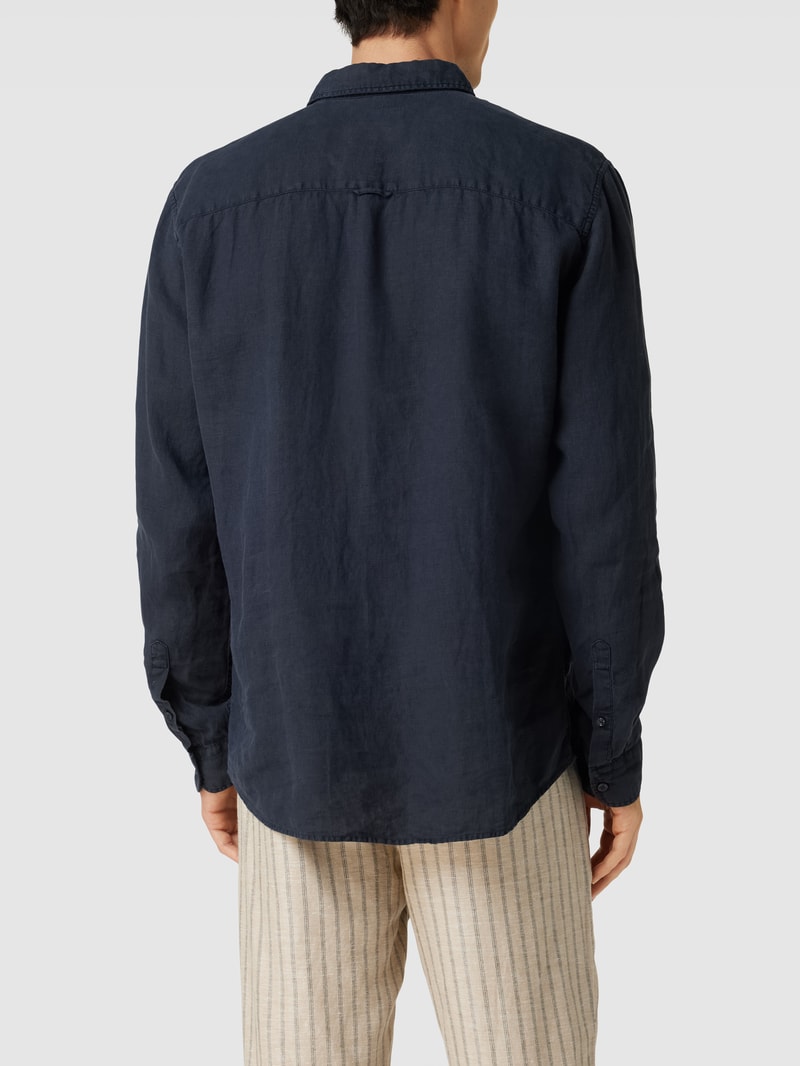 Freizeithemd mit Label-Stitching in dunkelblau