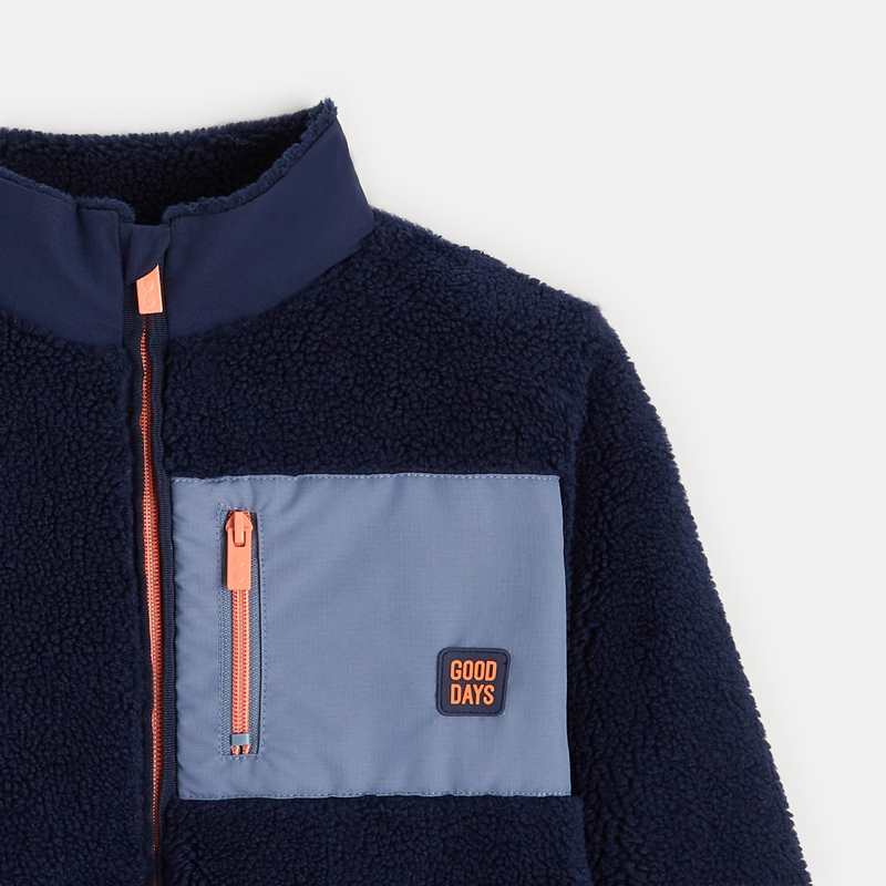Veste polaire Sherpa manches longues marine garçon