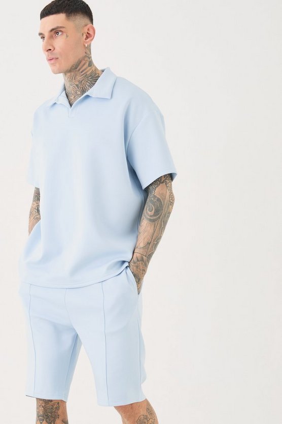 Tall Oversize Scuba Poloshirt & Shorts
