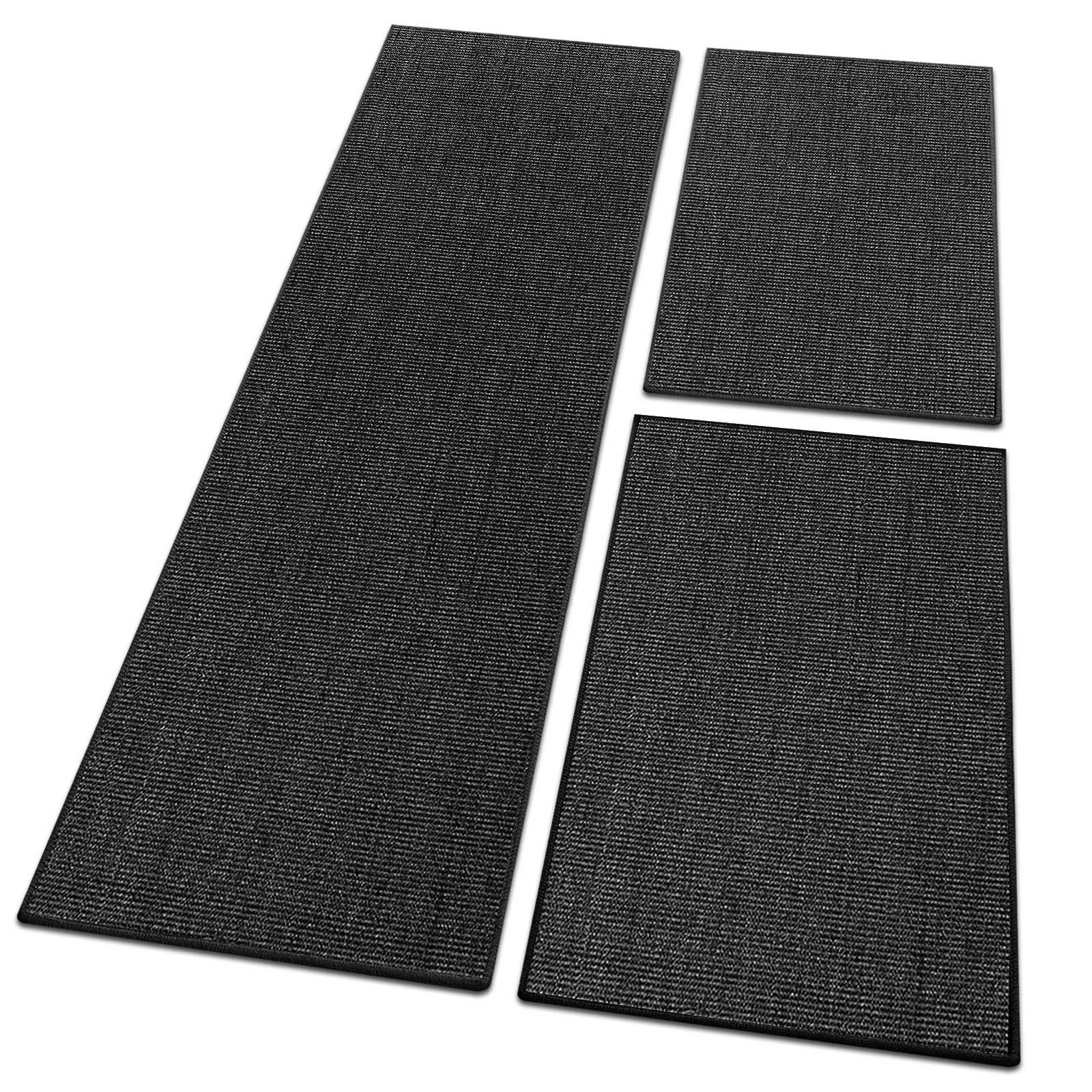Bettumrandung Sylt Schwarz, 3 Größen, Teppichläufer, ideal im Schlafzimmer Floordirekt, Höhe 6 mm, (3-tlg), Sisal, 1A