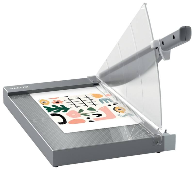 Leitz Precision Office Pro Hebelschneider 9023 A4  381 mm Edelstahl-Klinge Premium Glasarbeitsfläche EdgeGlow-Kantenlicht Grau 25 Blatt