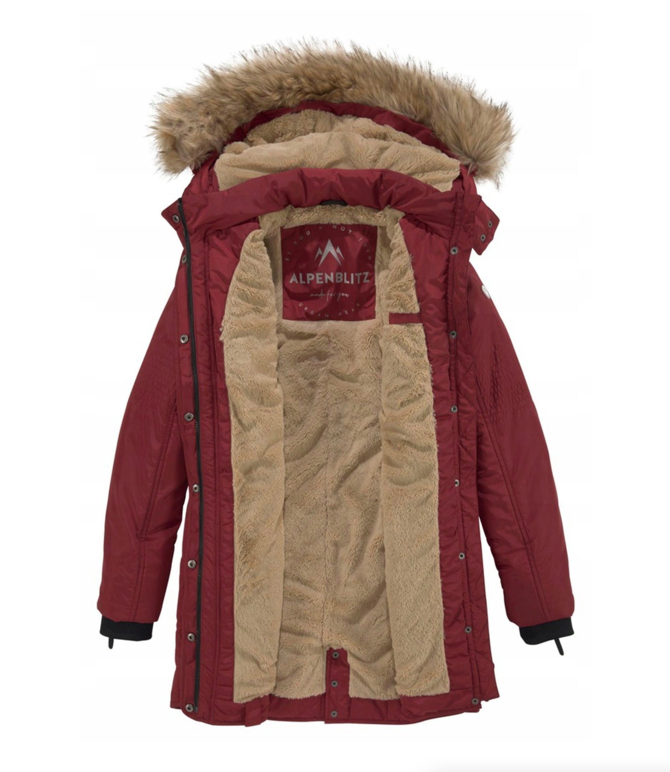 Keskin Collection Parka Damen Winter Mantel Kunstfell Kapuze warm Kunstfellfutter Parka Jacke (mit abtrennbarer Kapuze) Mit Kapuze, Abnehmbarer Kunstfell an der Kapuze, Innen Teddyfell