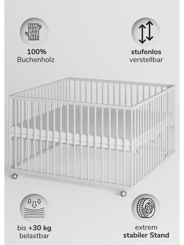 Sämann Sämann Laufgitter mit Matratze - weiß - Premium Kollektion günstig kaufen