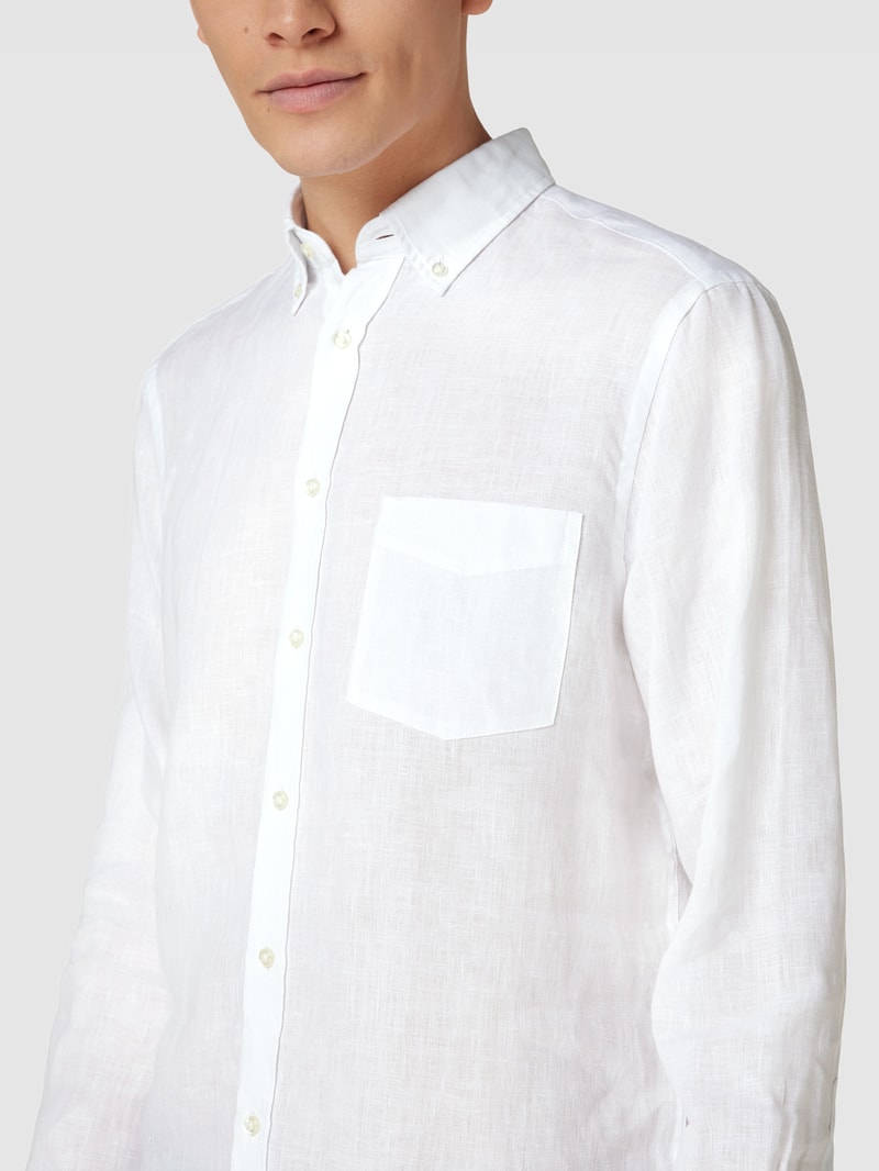 Freizeithemd mit Button-Down-Kragen in weiß