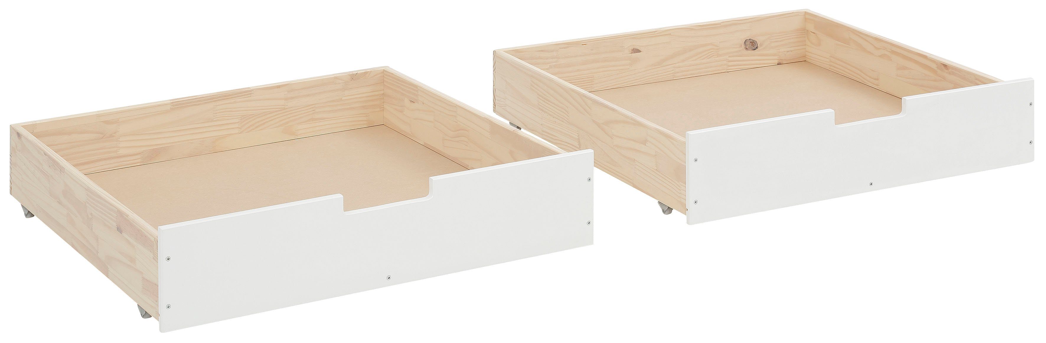 Lüttenhütt Bettschubkasten Janne, 2er Set, Kiefernholz und MDF, Breite je Schubkasten 97 cm