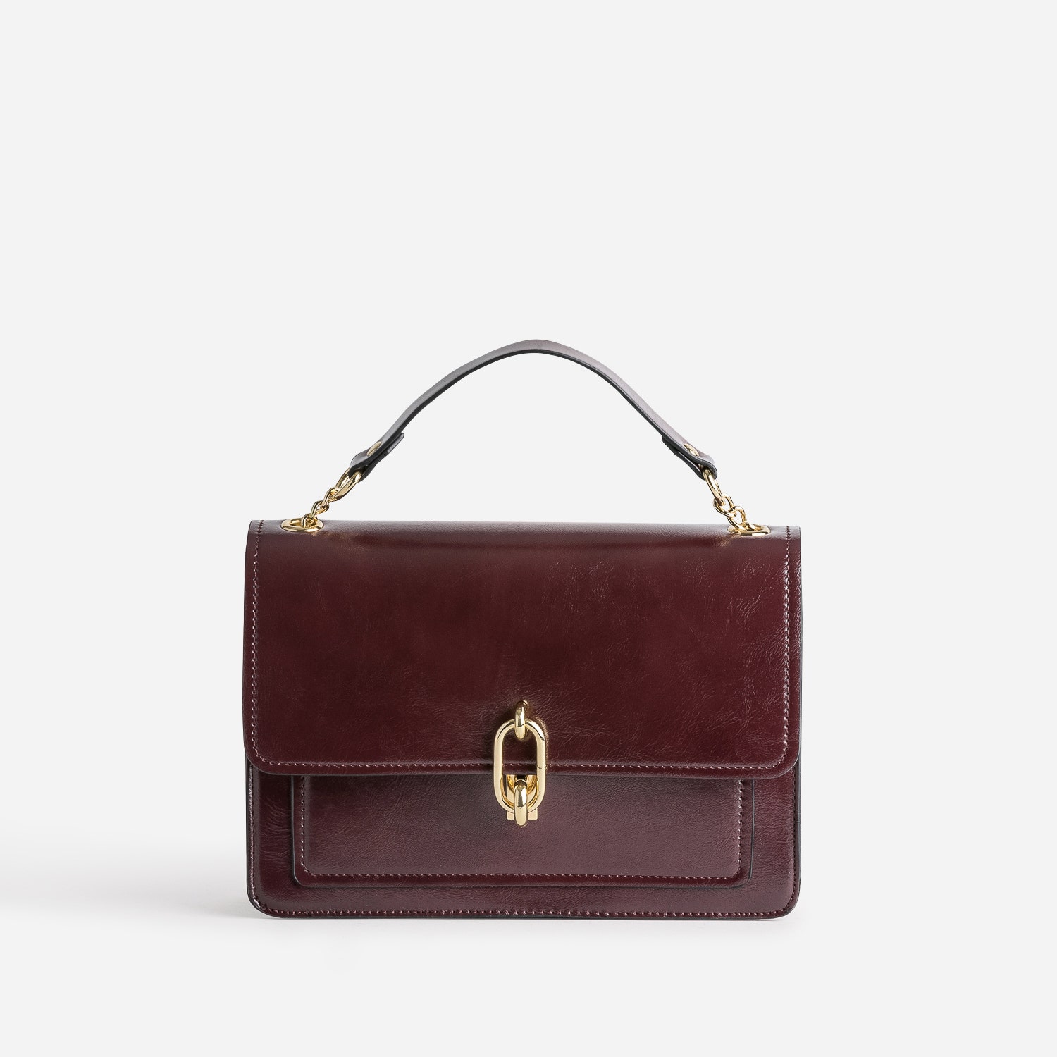 Sac à main bordeaux avec ouverture fantaisie