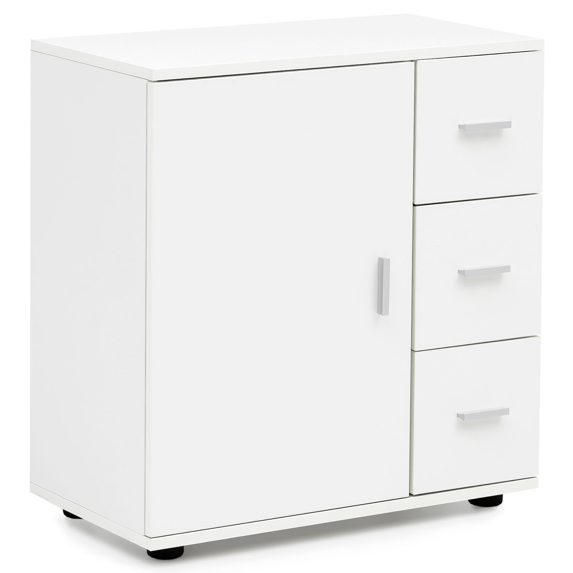 KADIMA DESIGN Badkommode Badezimmerschrank, hoher Stauraum, mattes Weiß, elegante Griffe