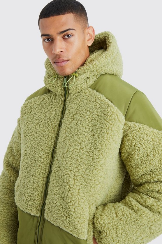 Steppjacke aus Borg & Nylon Mischung