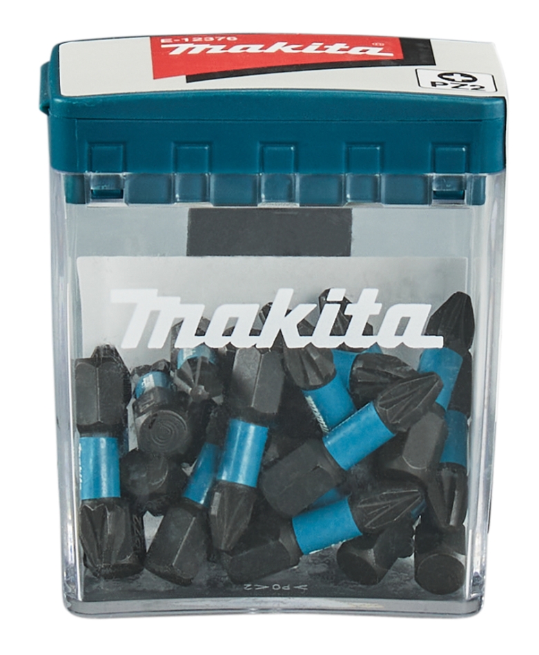 Makita Accessories E-12376 Impact Screwdriver Bit Black PZ2 x 25 mm Per 25 Pieces