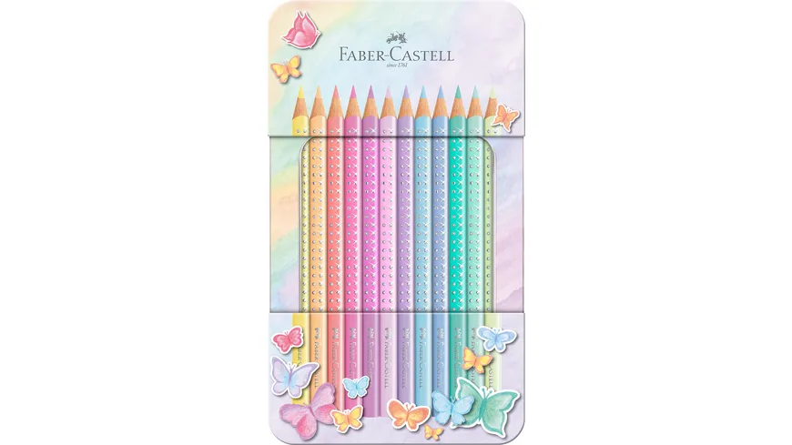 FABER-CASTELL Buntstifte Sparkle Pastell 12er Metalletui