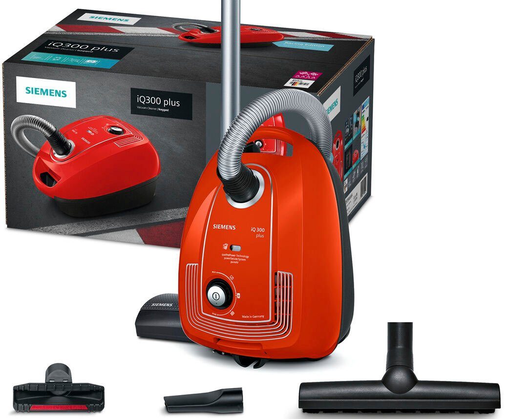 SIEMENS Bodenstaubsauger Plus Limited Edition iQ300 VSP3AAAA, rot, 750 W, mit Beutel, Bodendüse für Parkett, Teppich, Fliesen