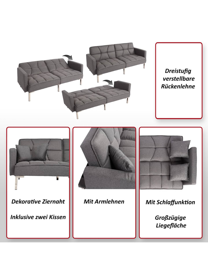 MCW Schlafsofa K65, Stoff/Textil grau günstig kaufen onesize