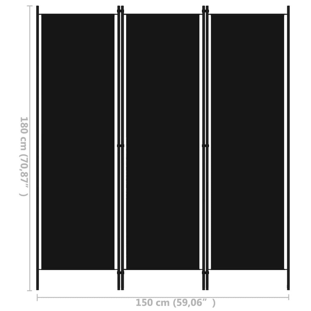 vidaXL Raumteiler 3-tlg. Raumteiler Schwarz 150x180 cm, 3-tlg.
