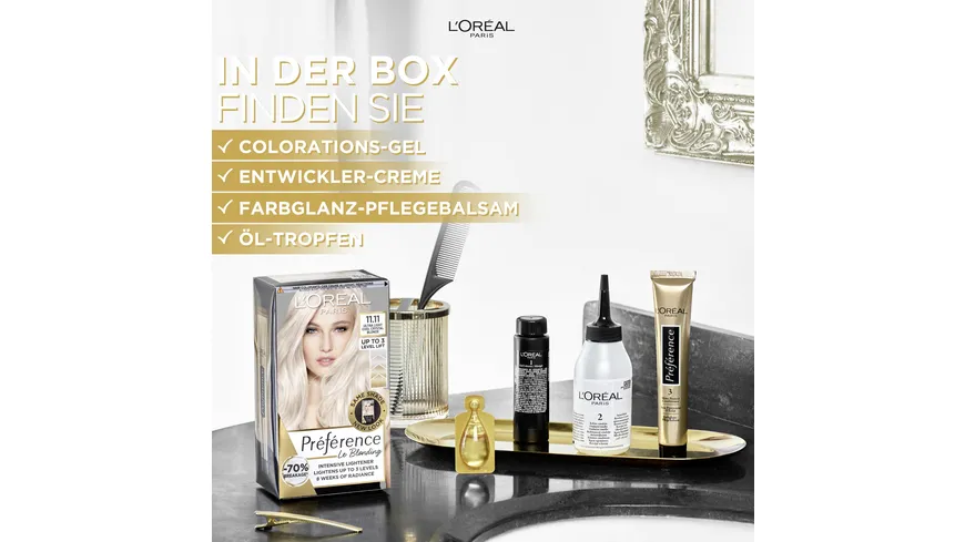 L'Oréal Paris Coloration Préférence 11.11 ultra-helles kühles Kristall-blond