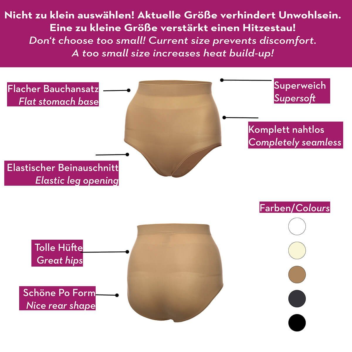 Miss Perfect Miederhose 36810 Formgebender und nahtloser Hüftslip in Größe XS-2XL (36-46)