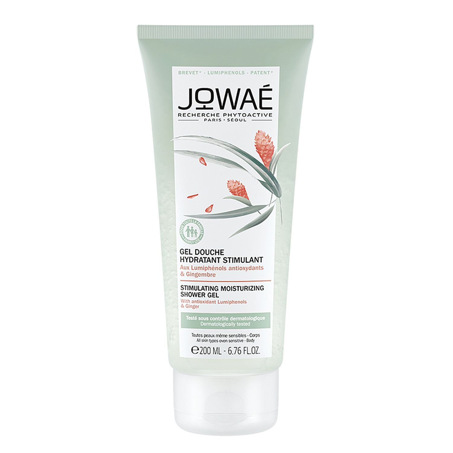 jowaé Gel Douche Hydratant Stimulant Lumiphénols Antioxydants & Gingembre 200 ml